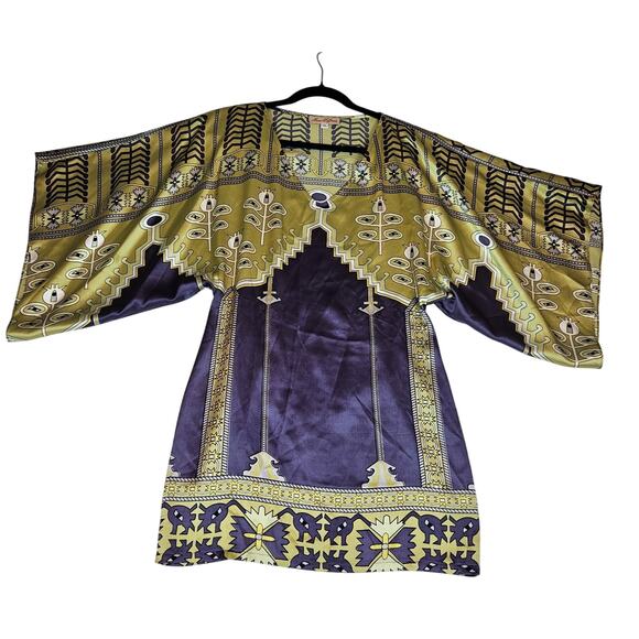 Mara Hoffman Y2K Silk Dress Shift Kimono Mini Short Art Deco Designer Womens M - Picture 11 of 16